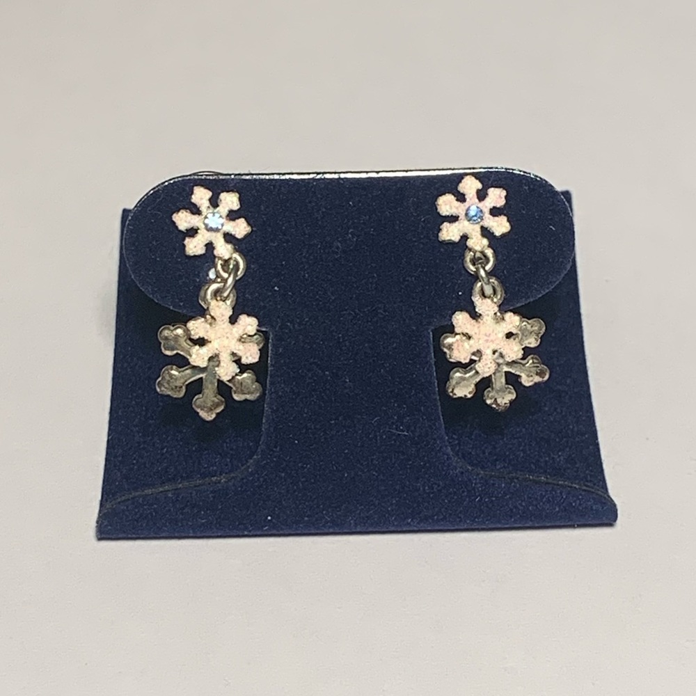 Sparkling Drop Snowflake Earrings